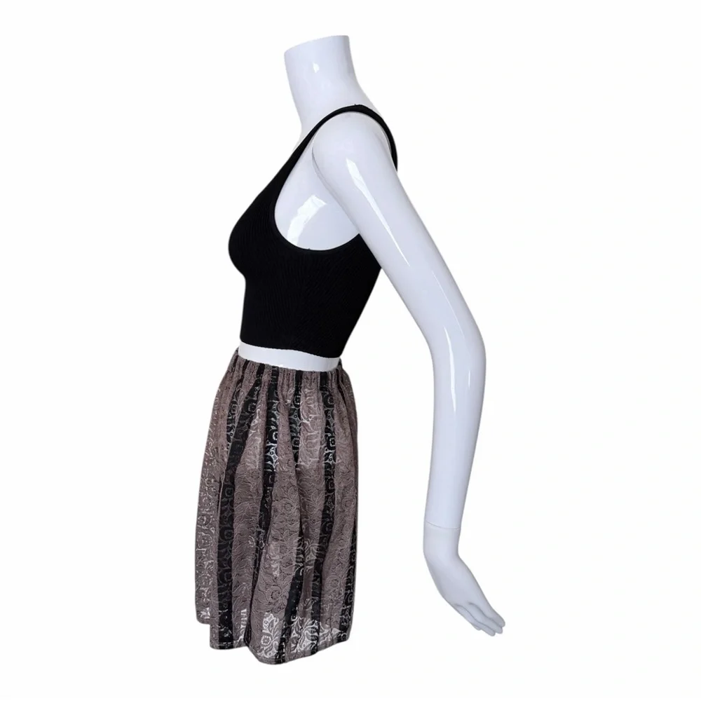 VTG Lace High Waist Shorts Size EU 40 Stripes Loungewear Coquette 90s Retro - Picture 3 of 9